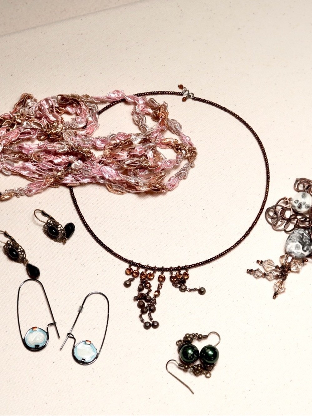 Earth Tone Jewelry Bundle –Mixed Handmade + Vintage Style Set